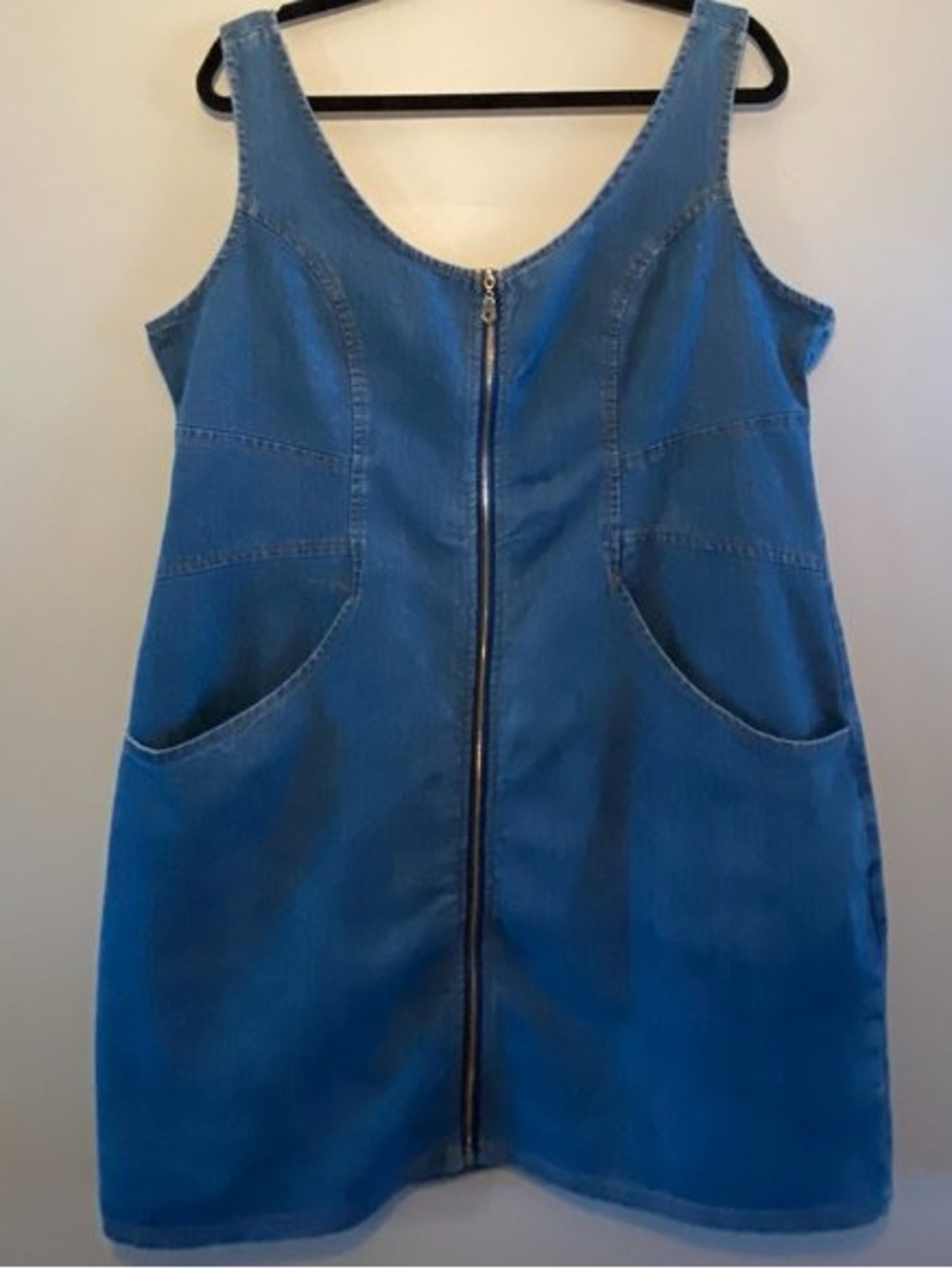 Venus Denim Zip Front Shift Dress Blue Y2K Sz L 💙✨